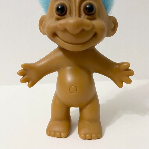 Vtg Russ Troll Doll Blue Hair Hawaiian Beach Style Shirt With Palm Trees 4 Inch - Picture 8 of 16